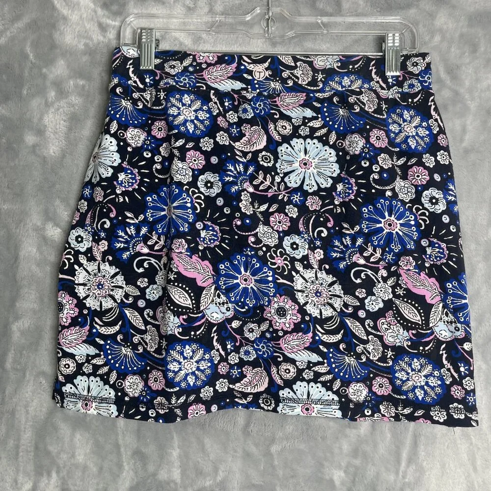 T By Talbots Skort Womens S Petite Everyday Yoga Floral Blue Multi‎ Athletic